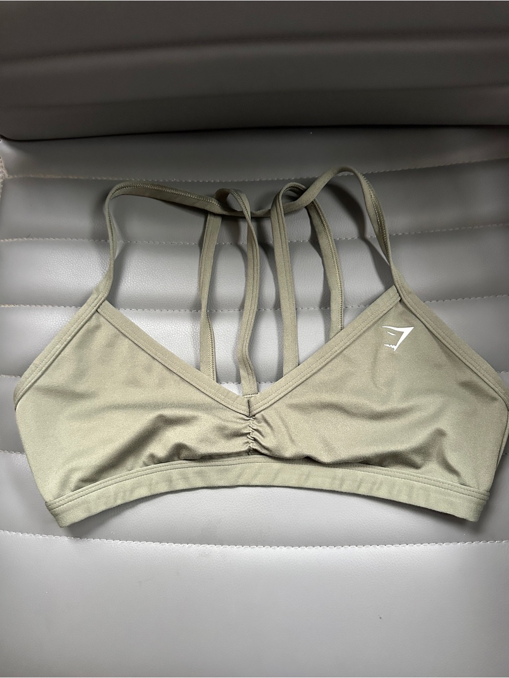 Gymshark Strappy Sports Bra in Olive Green size small ( no size tag)